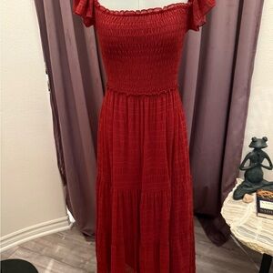 Max Studio Elegant Red Off-Shoulder Dress